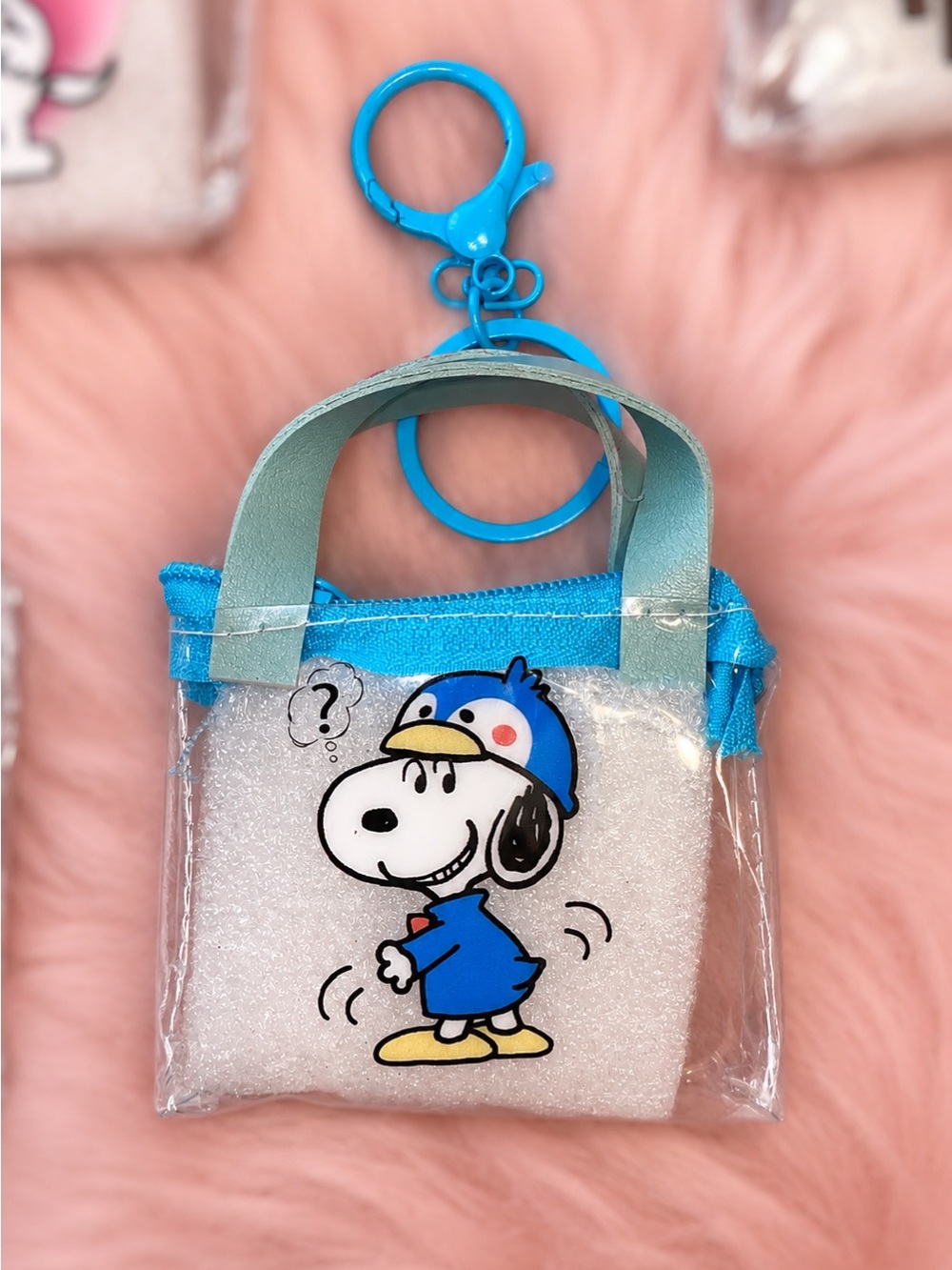 Peanuts Clear Snoopy Mini Tote Keychain with Blue Accents